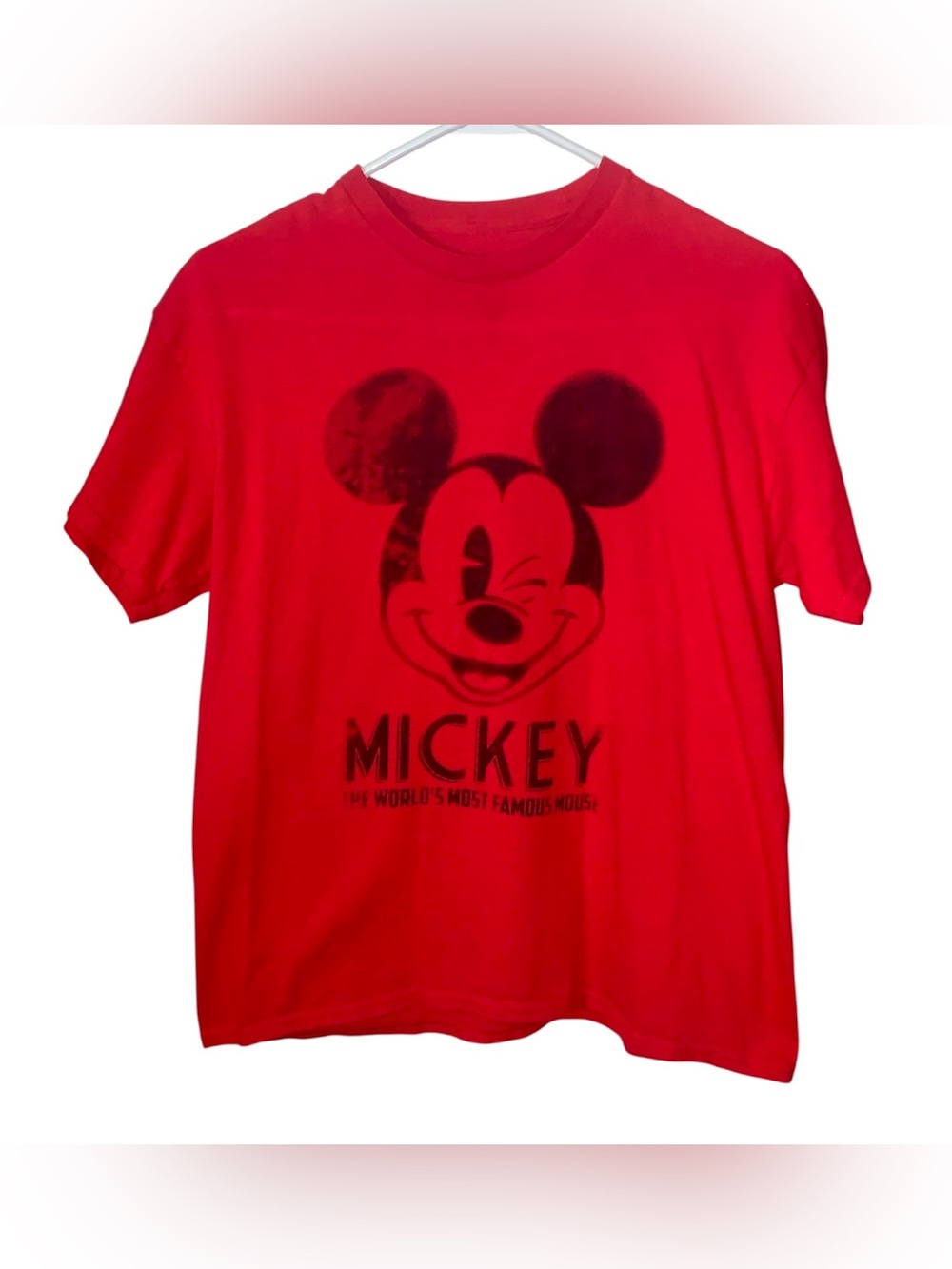 Disney Red T‑Shirt with Black Mickey Face Graphic